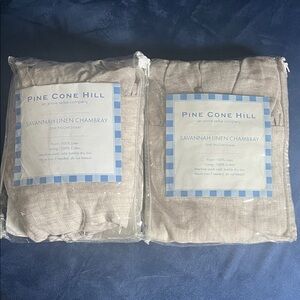 Pine Cone Hill Dove Grey Linen Chambray Pillowshams both are King